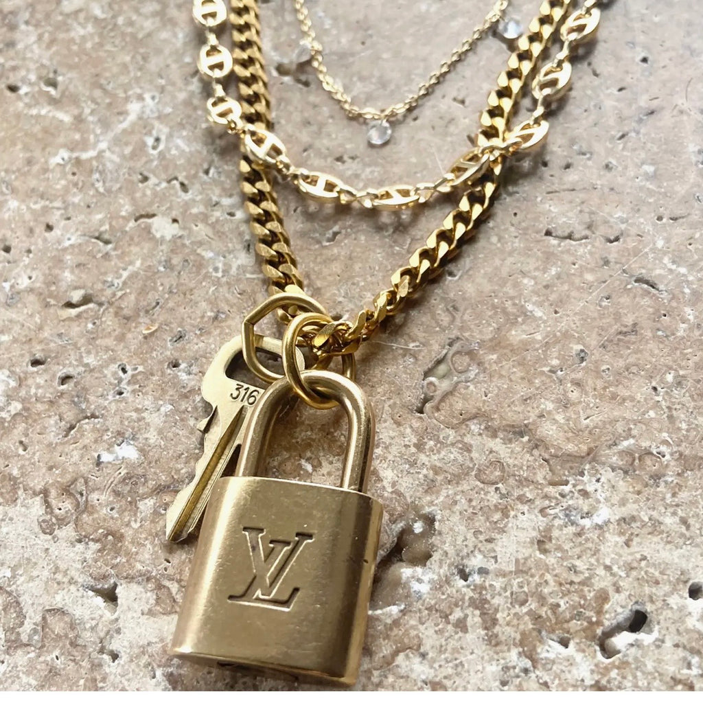 LV Lock Repurposed Upcycled Necklace
