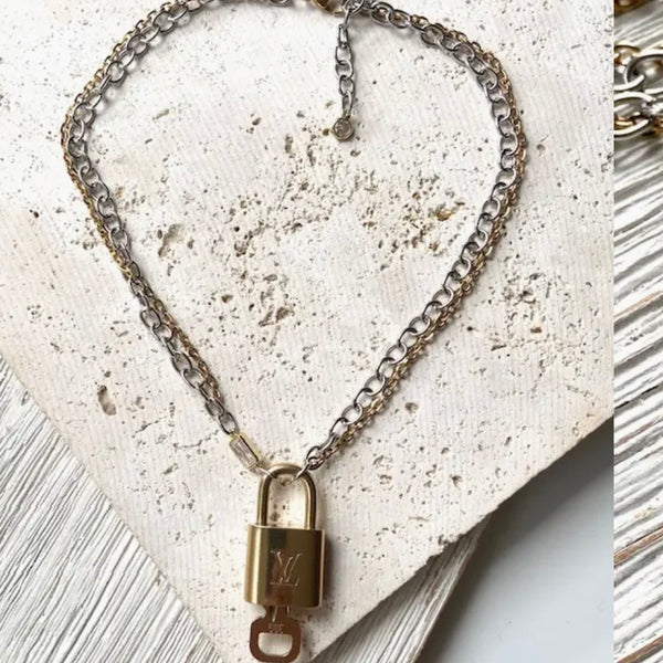 LV Lock Repurposed Upcycled Necklace
