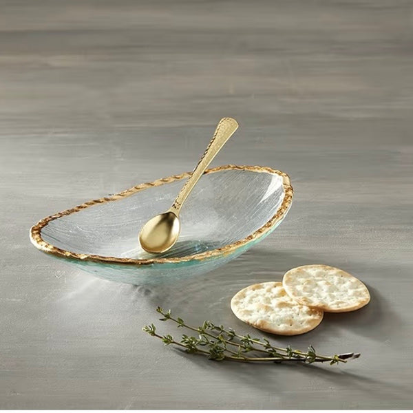 Glass With Gold Dip Bowl Set