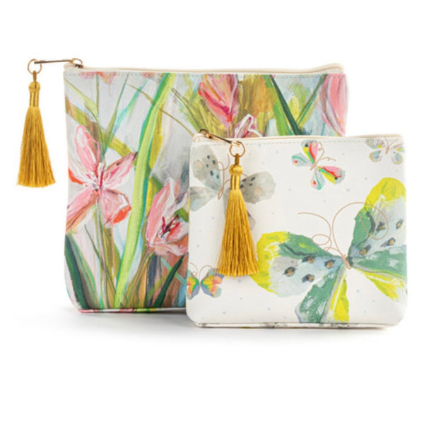 Floral And Butterfly Zip Pouches