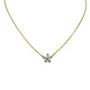 Single Pave Gold or Silver Flower Necklace