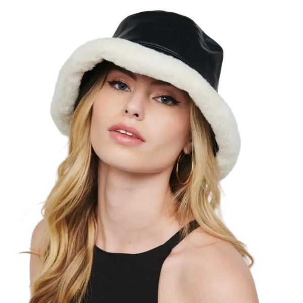 Faux Fur Trimmed Bucket Hat