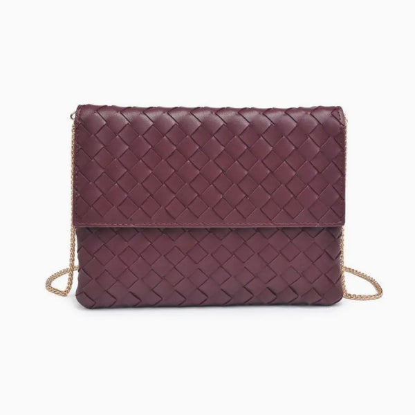 Ivy Woven Clutch In Wine