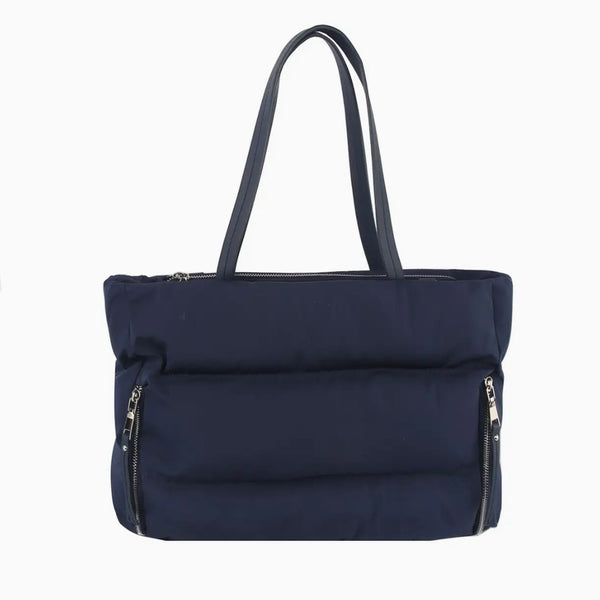 Puffy Zipper Tote With Crossbody Strap