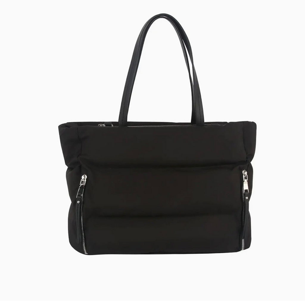 Puffy Zipper Tote With Crossbody Strap