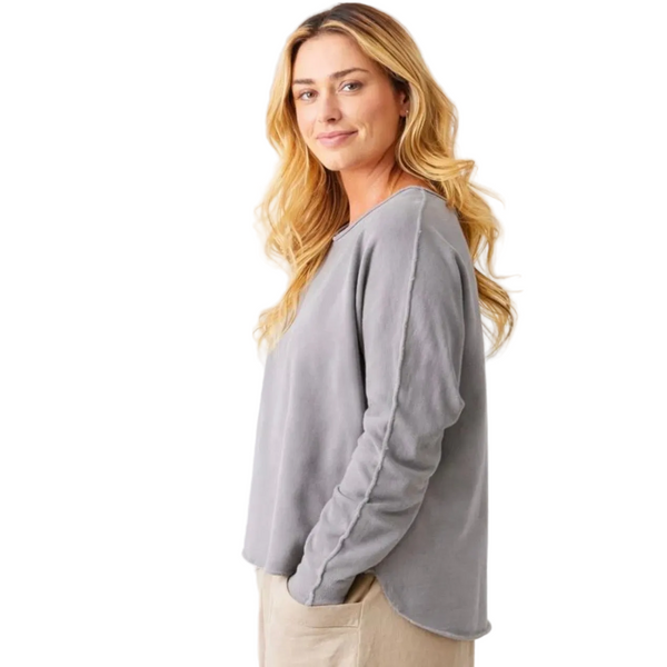 Rolled Neck Sweatshirt with Raw Edge