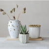 Cool Stoneware Planter/ Vase With Gold Ball Rim