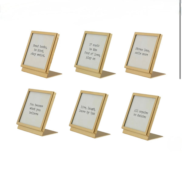 Square Metal Glass Frame With Easel Sayings