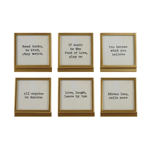 Square Metal Glass Frame With Easel Sayings
