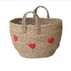Hand Woven Seagrass Baskets With Hearts And Handles