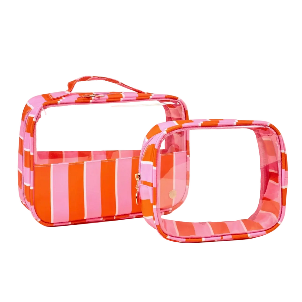 Clearly Chic Cosmetic Bag In Sicily Stripes In Pink