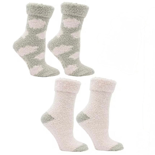 Two Pair Slipper Socks With Heart Keychain