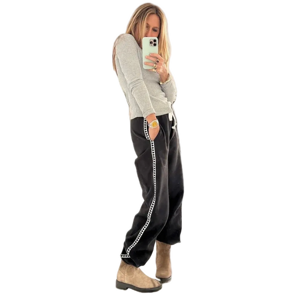 Weekend Barb Heart Tape Sweatpants By Kerri Rosenthal