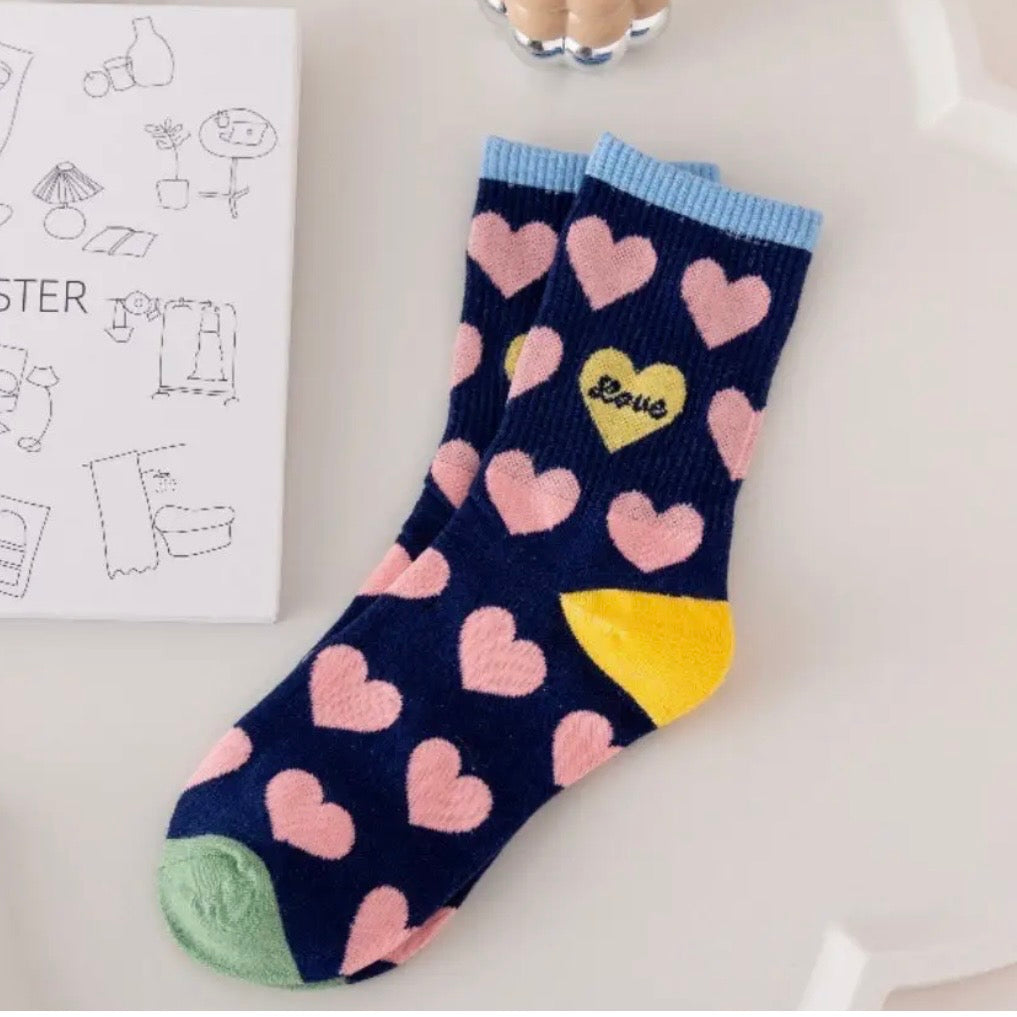 Playful Heart Print Socks