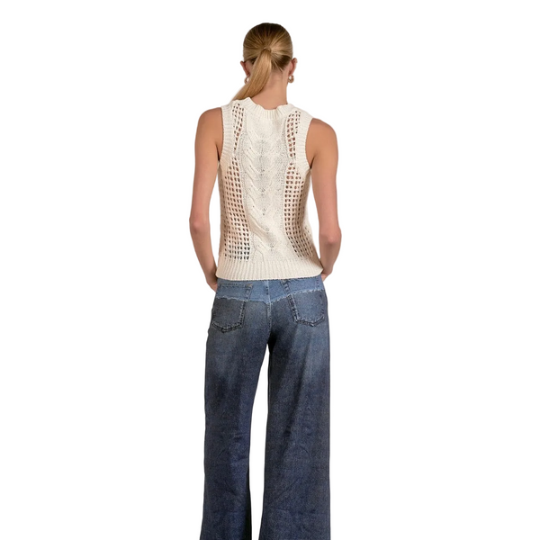 Kelsey Open Knit Tank In White