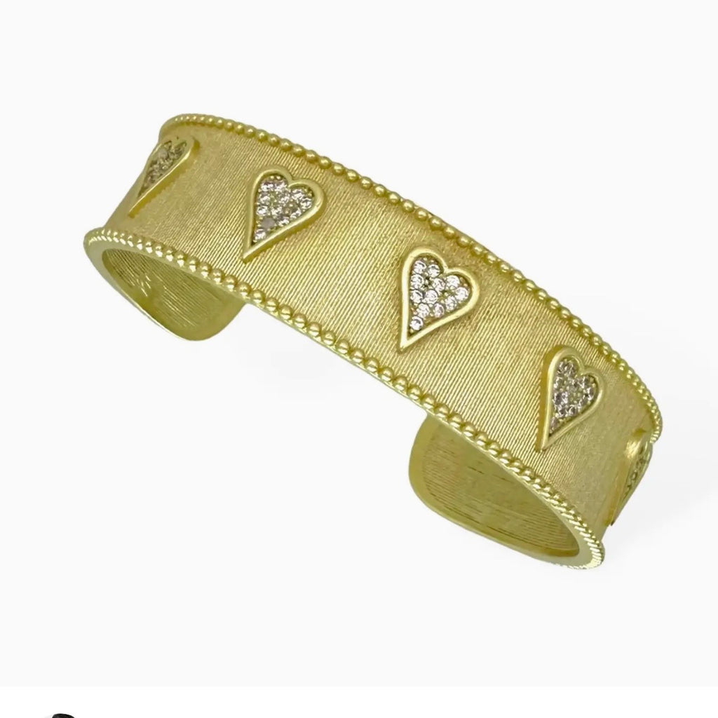 Matte  Crystal Heart Cuff