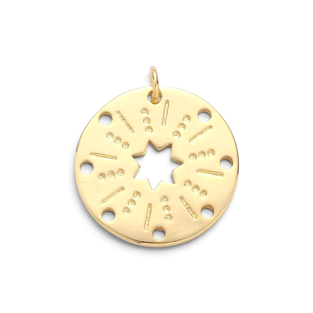 24K Gold Filled Disc with Star of David Charm
