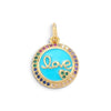 Blue Enamel Multicolored Stone Enamel Pendant
