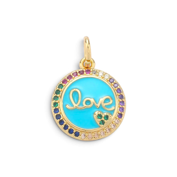 Blue Enamel Multicolored Stone Enamel Pendant