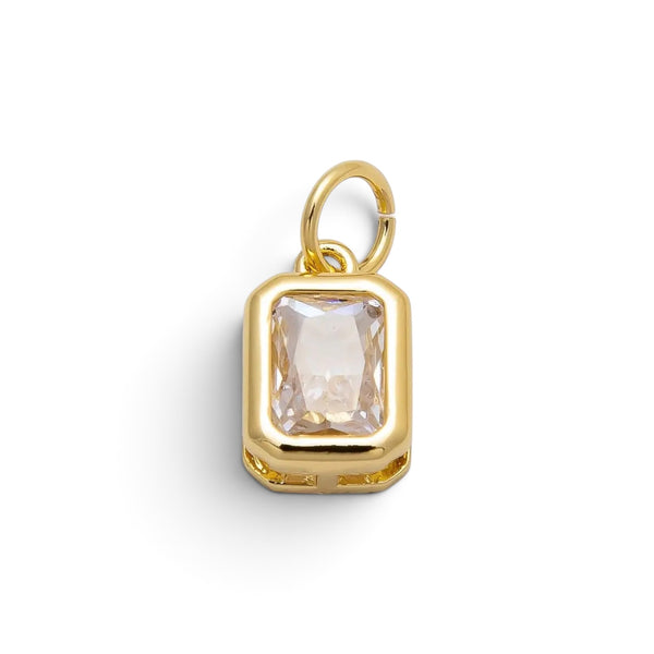 16K Gold Filled 12mm Clear Baguette CZ Bezel Charm