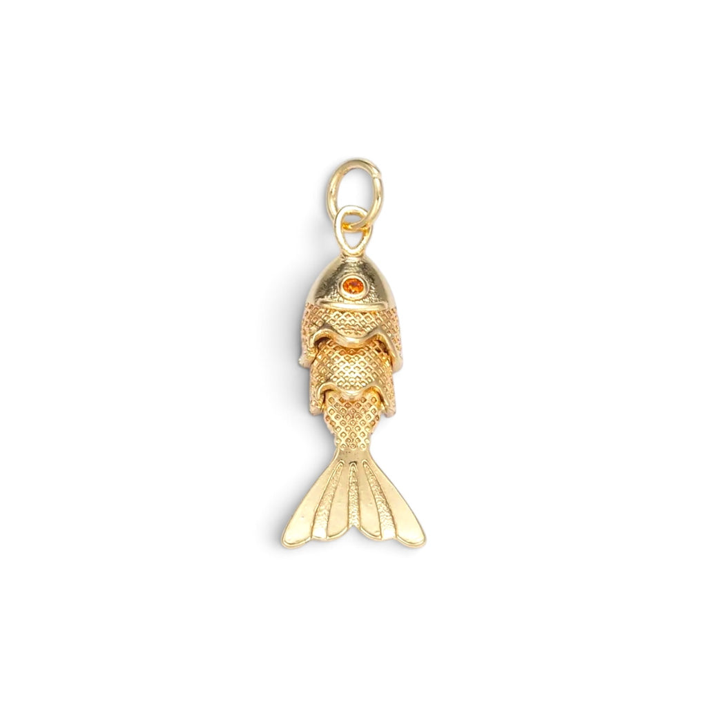 24K Gold Filled CZ Textured Fish Charm