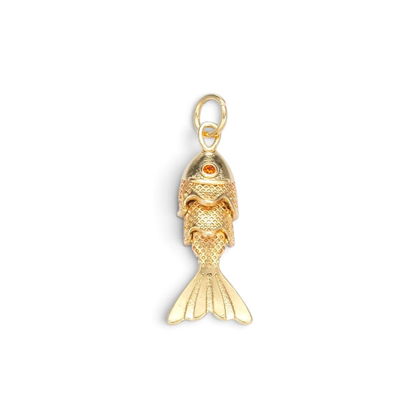 24K Gold Filled CZ Textured Fish Charm