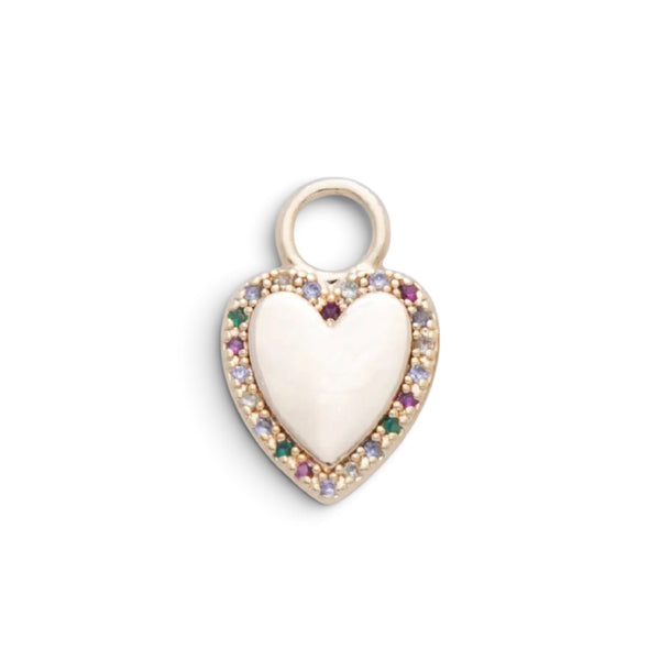 18K Gold Filled Multicolor Micro Pave CZ Heart Charm
