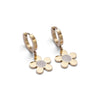 Stainless Steel Flower Clear CZ Drop Huggie Earrings