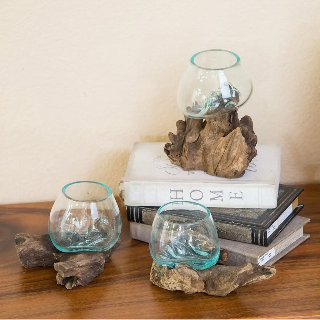 Blown Glass Vase On Chinaberry Wood