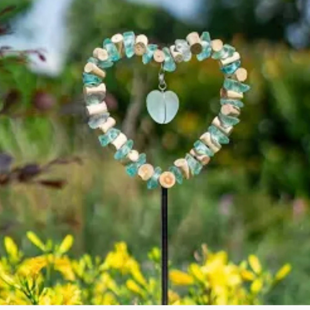 4 Ft. Glass Heart Garden Stake