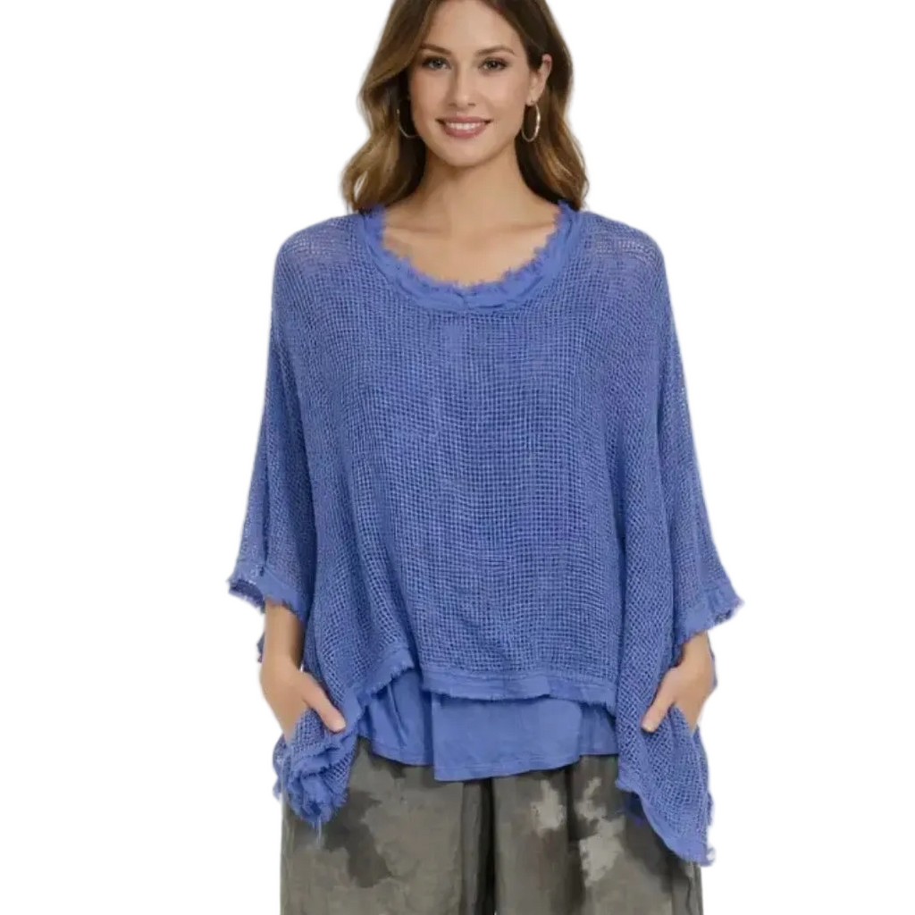 Linen Fishnet Top With Tank