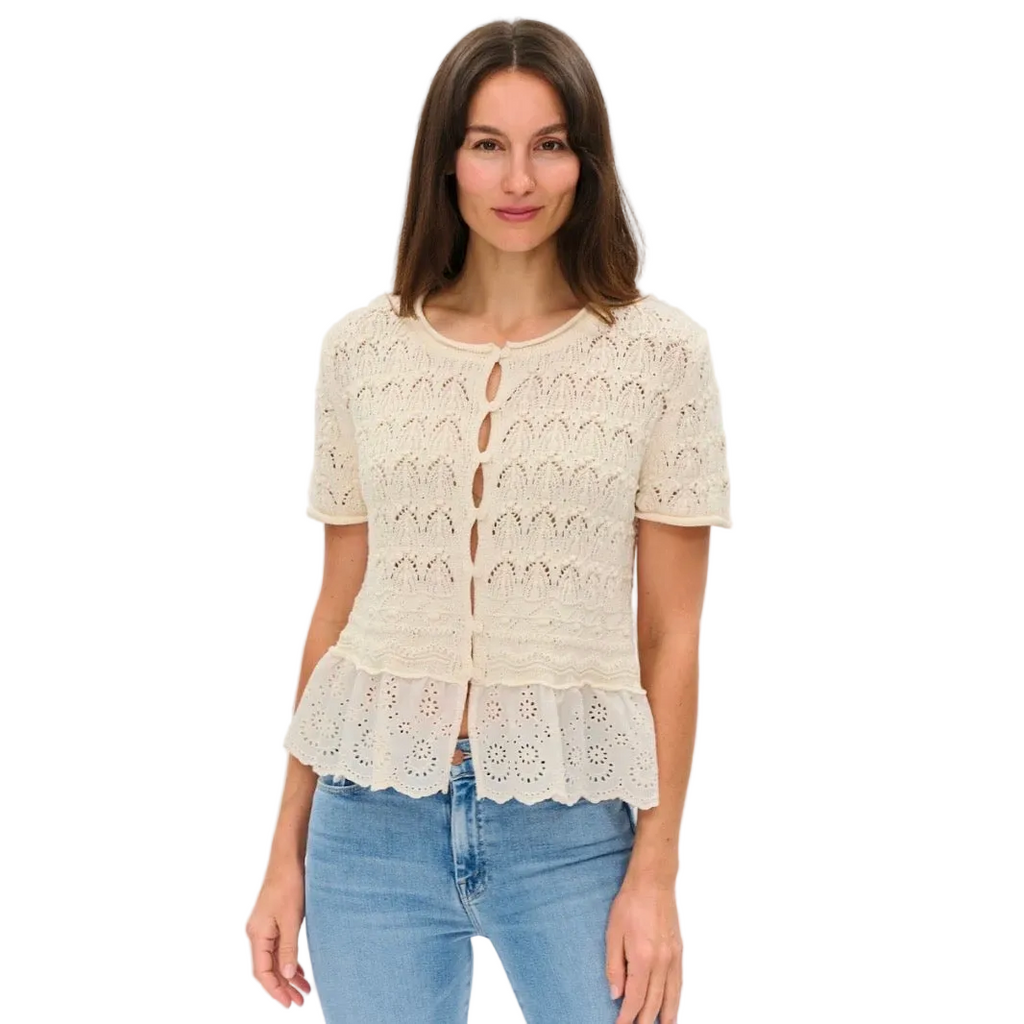 Margot Mixed Media Peplum Top