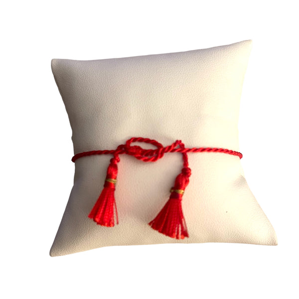 Red Silk Cord With Gold Cz Mini Hamsa