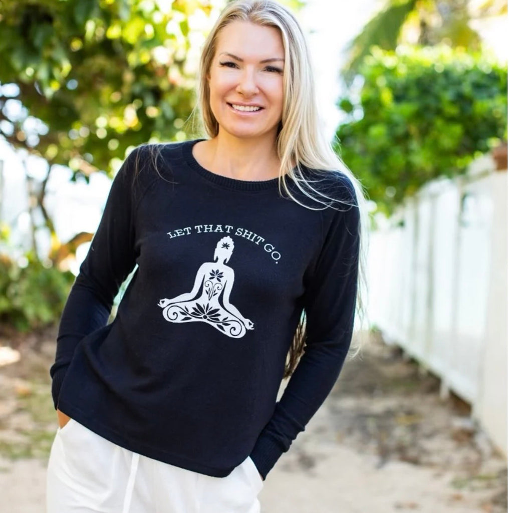 Live Aloha Let That Shit Go Embroidered Top