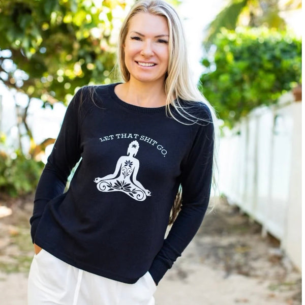 Live Aloha Let That Shit Go Embroidered Top