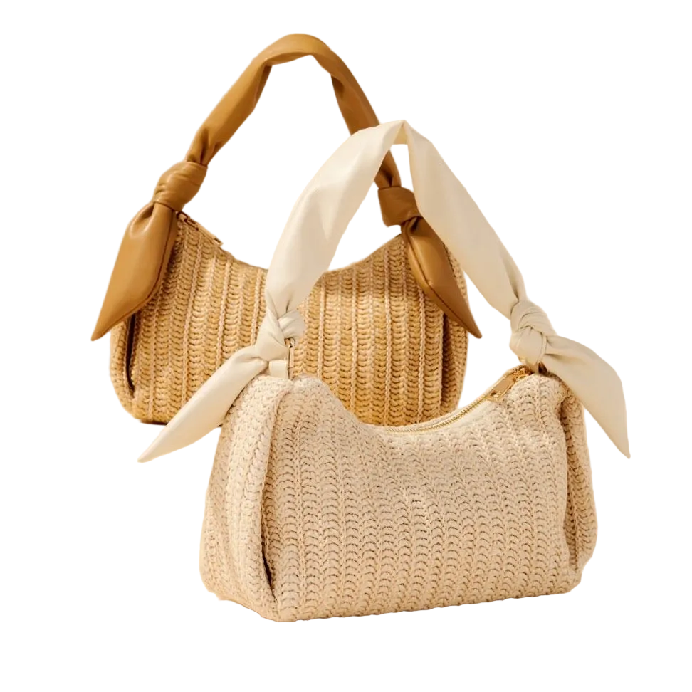 Riley Raffia with Vegan Tie Handle Bag