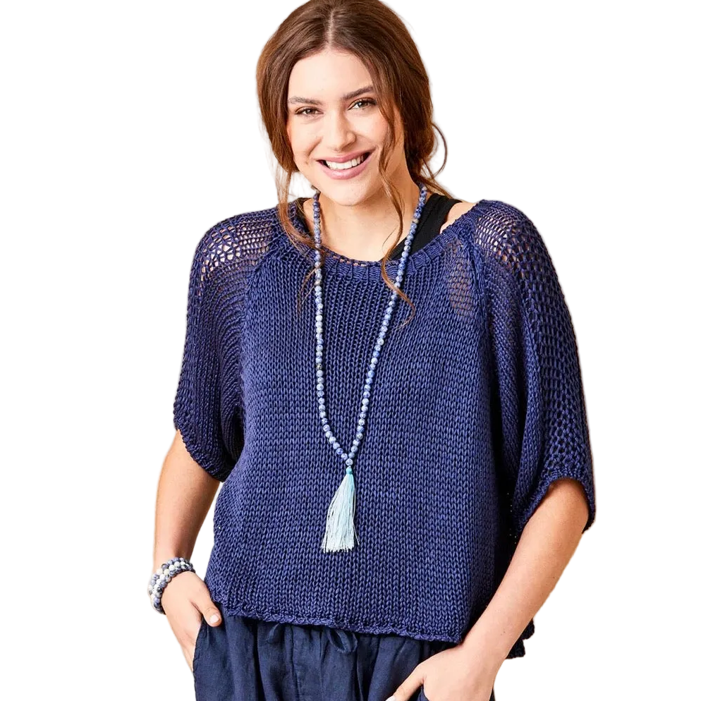 Jacky Cotton Crochet Knit Sweater