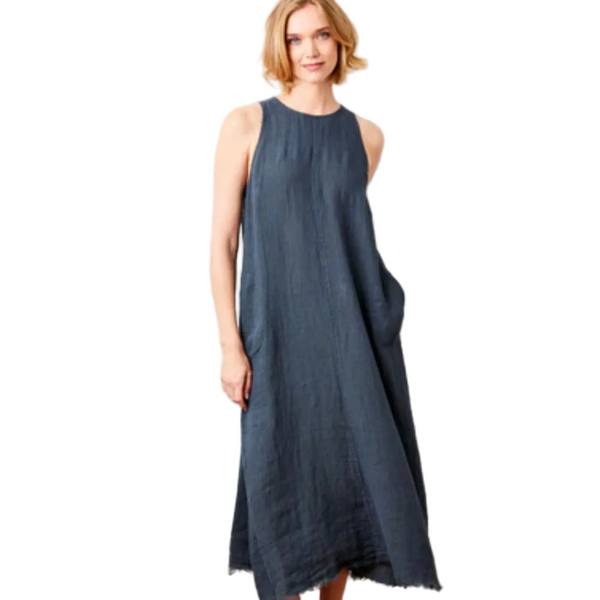 Suzy D Seren Linen Dress In Antracite