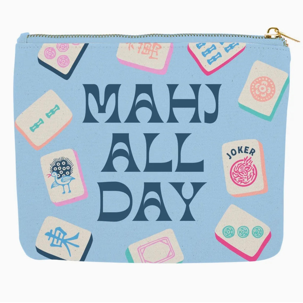 Mahjong Zipper Canvas Card Pouch