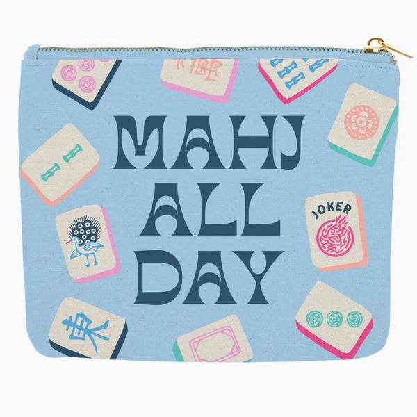 Mahjong Zipper Canvas Card Pouch
