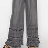 Boho Tiered Chambray Wide Leg Palazzo Pants