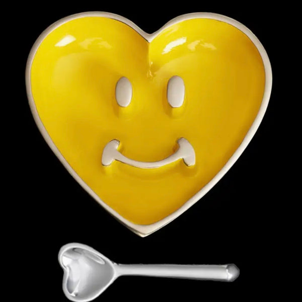 Yellow Pauli Heart Dish With Heart Spoon