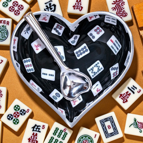 Mahjong Heart Bowl With Silver Spoon