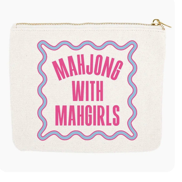 Mahjong Zipper Canvas Card Pouches