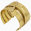 Wrapped Ribbon Gold Cuff Bracelet With CZ Accent-24 K Gold Plated