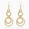 Hammered Double Earring Drop Hoops-24K Gold Plated