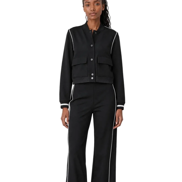 Elan Contrast Black Bomber Jacket