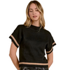 Elan Short Sleeve Mock Neck Sweater Top
