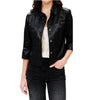 Faux Leather 3/4 Flutter Sleeve Front Pocket Jacket