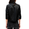 Faux Leather 3/4 Flutter Sleeve Front Pocket Jacket